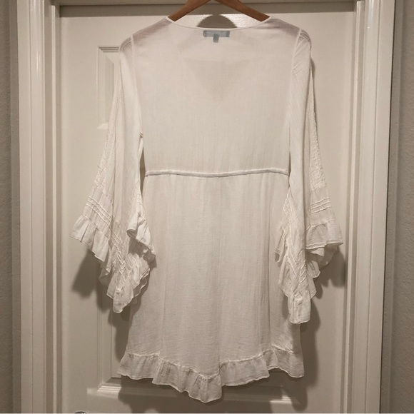 SANCTUARY White 100% Cotton Beach Vibes Dress Flared Sleeves Size XS Beautiful! - Picture 5 of 14